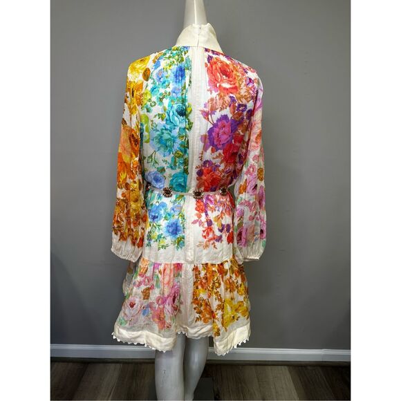 NWT Zimmermann Floral Tiered Long Sleeve Raie Lantern Mini Dress Size 2/US8 $795 - Picture 8 of 12